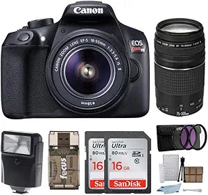 Canon ACANT6X EOS Rebel T6 DSLR Camera Bundle: Lenses, Flash, 32GB