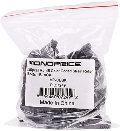 Monoprice 107249 RJ45 Color Coded Strain Relief Boots - Black (50pcs)
