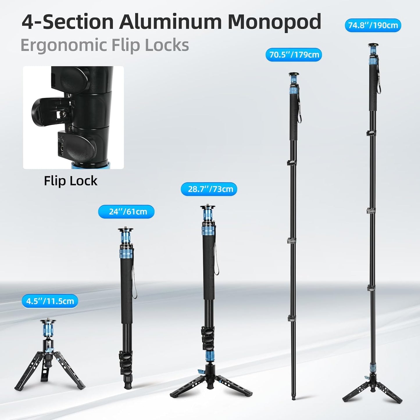 Sirui AM-404FL Aluminum Travel Video Monopod with Removable Base