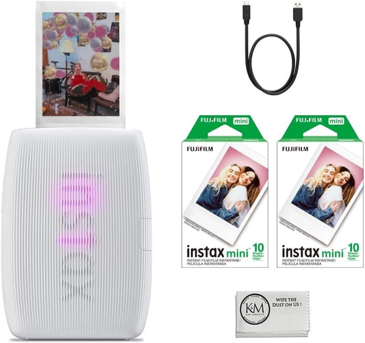 Fujifilm INSTAX Mini Link 3 Smartphone Printer Clay White Bundle