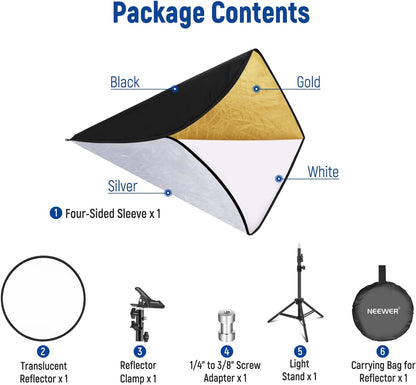 Neewer 10101016 43" 5-in-1 Light Reflector Kit Stand