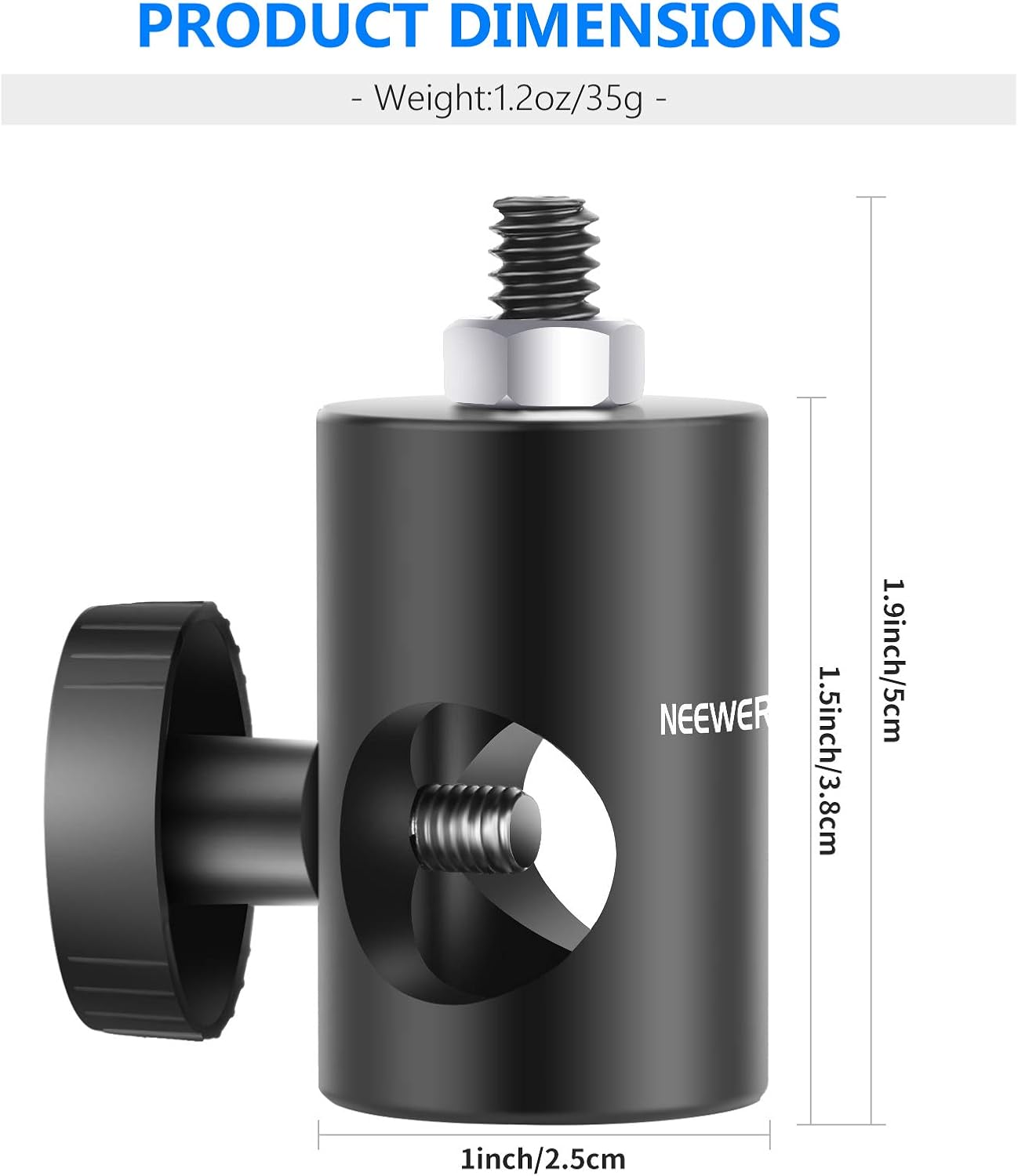 Neewer ST12 Light Stand Adapter: 1/4" Screw, 2-Pack