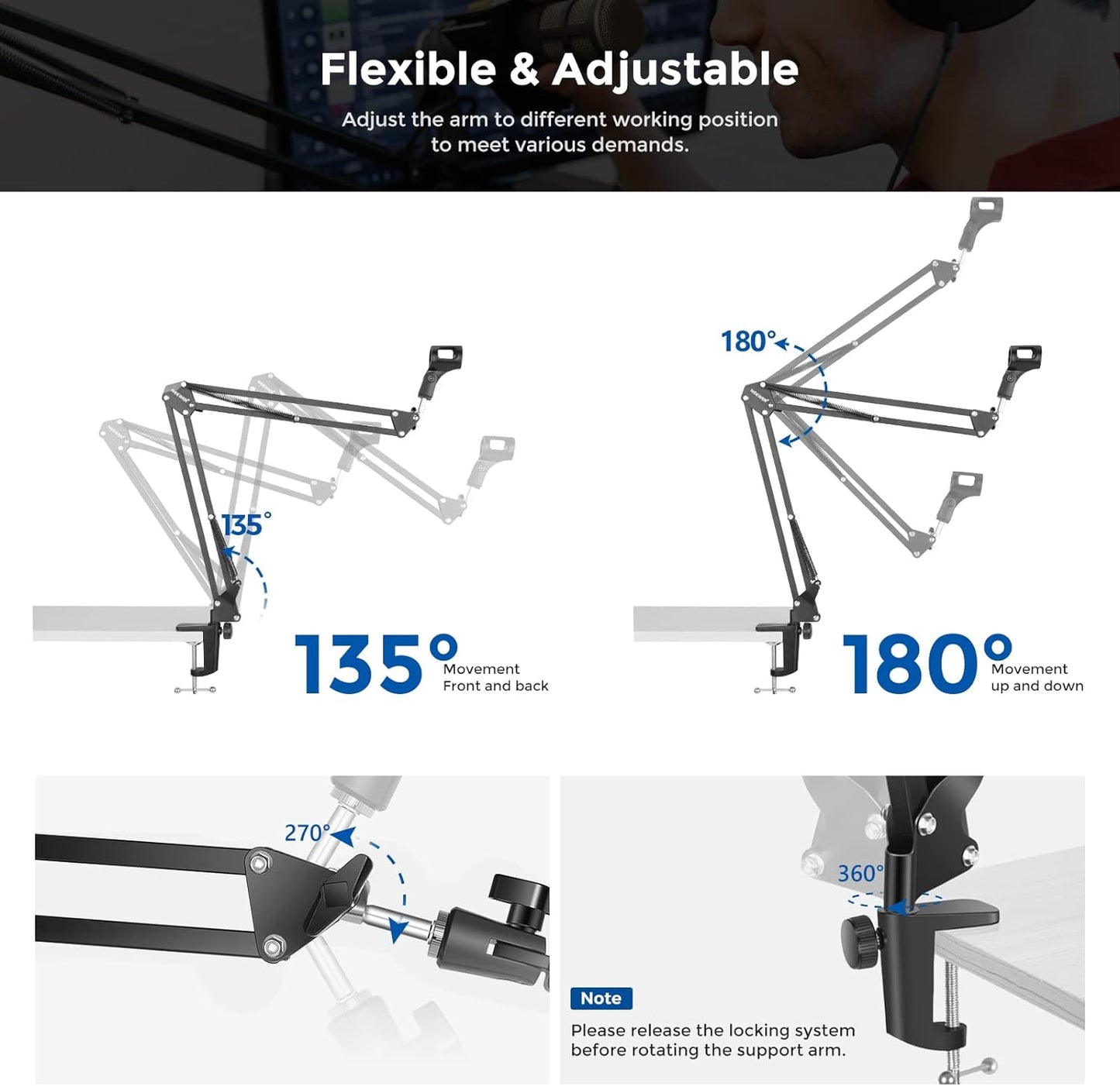 Neewer 40063970 Suspension Boom Scissor Mic Arm Stand