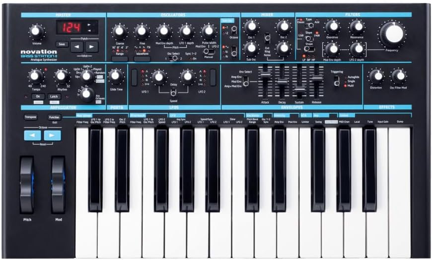 Novation Bass Station II Analog Mono Synth & USB Hub