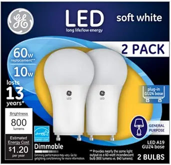 GE Lighting 93095629 A19 LED Bulb 2-Pack - 800 Lumens