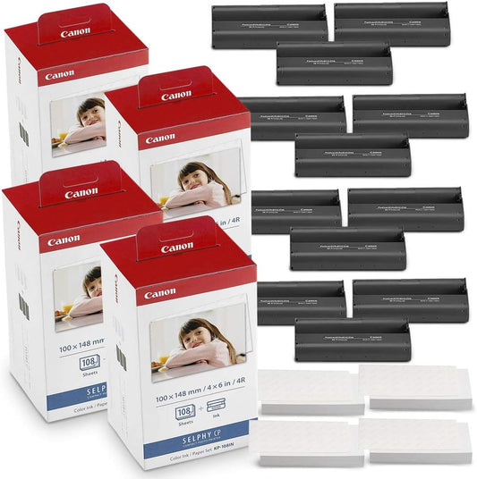 Canon KP-108IN Color Ink & 4x6 Photo Paper Set