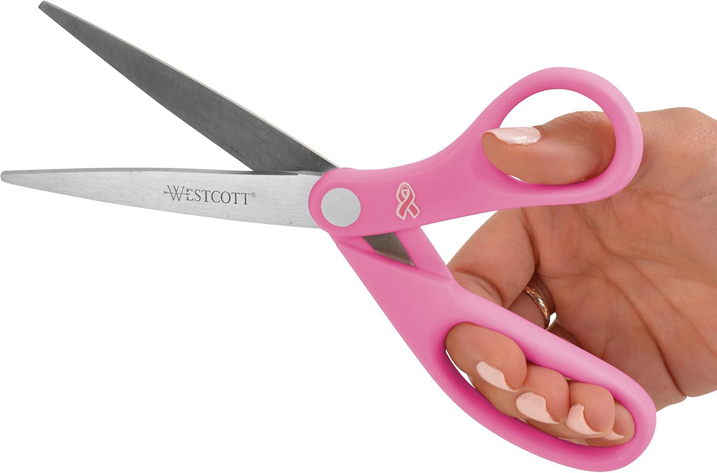 Westcott 15387 8-Inch Pink Ribbon Stainless Steel Scissors