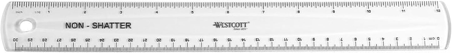 Westcott 13862 12-Inch Flexible Clear Ruler