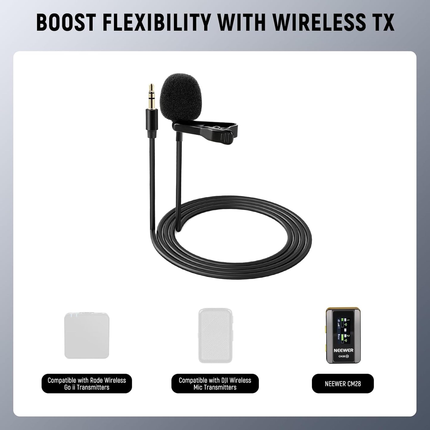 Neewer 21000098 Lavalier Lapel Mic for Rode/DJI Wireless