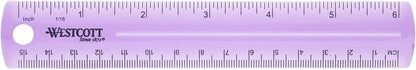 Westcott 6-Inch Plastic Ruler - Assorted Colors, 2-Pack
