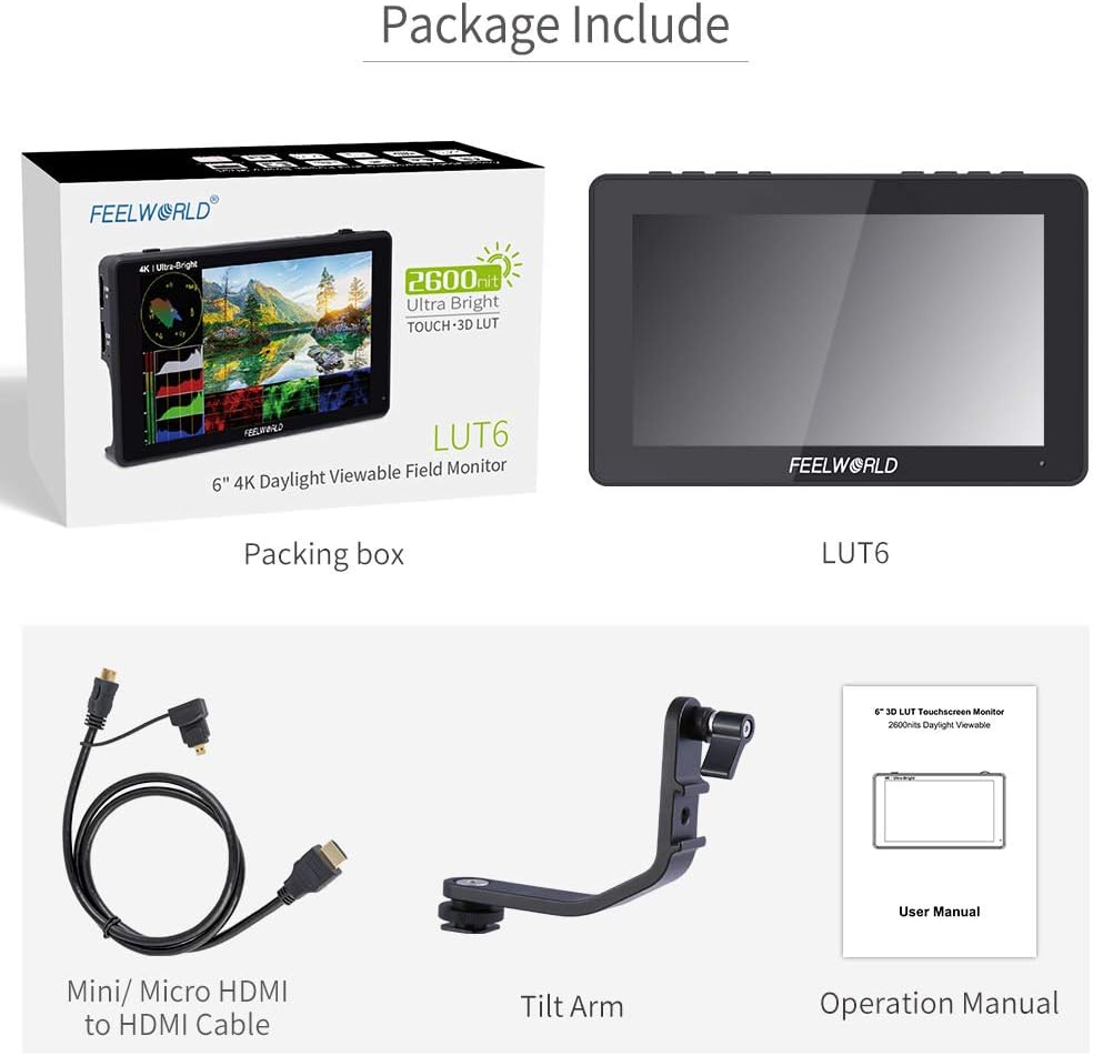 FEELWORLD SA-FW759 LUT6 6" 2600nits 4K HDMI Camera Monitor