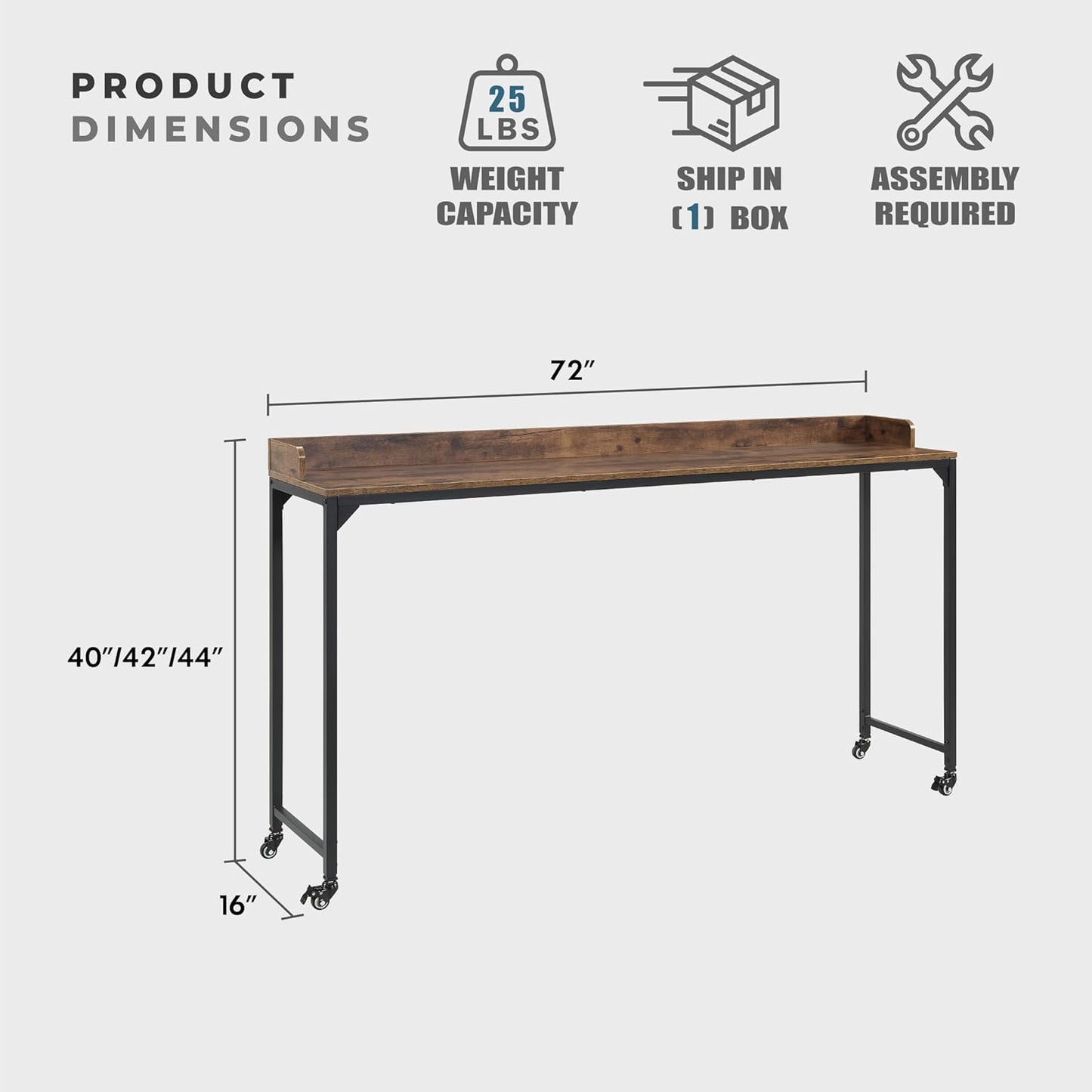 Lexicon 194840286998 Overbed Table with Wheels Brown