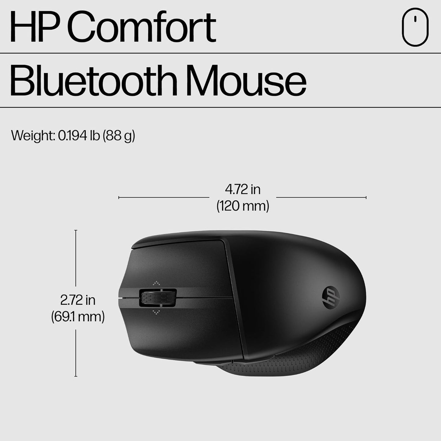 HP 8T6M3AA#ABA 480 Comfort Bluetooth Multi-Device Mouse