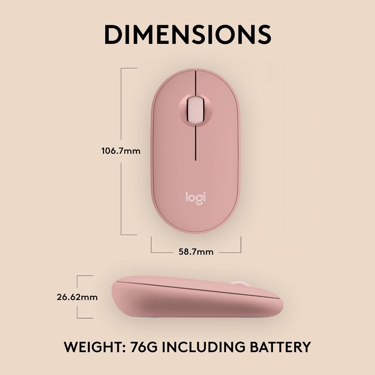 Logitech 910-007023 Pebble Mouse 2 M350s Tonal Rose