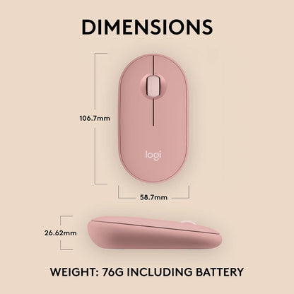 Logitech 910-007023 Pebble Mouse 2 M350s Tonal Rose