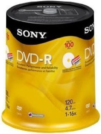 Sony 16x 4.7GB Inkjet Printable DVD-R 100-Pack Spindle