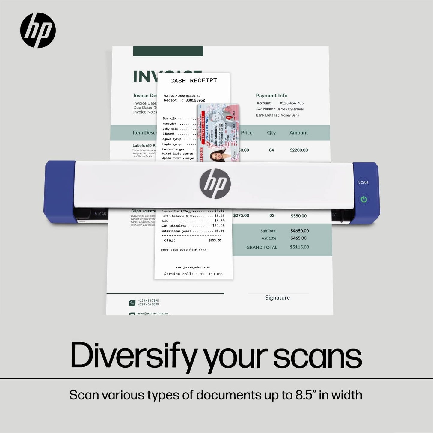 HP HPPS100 Small USB Document Scanner