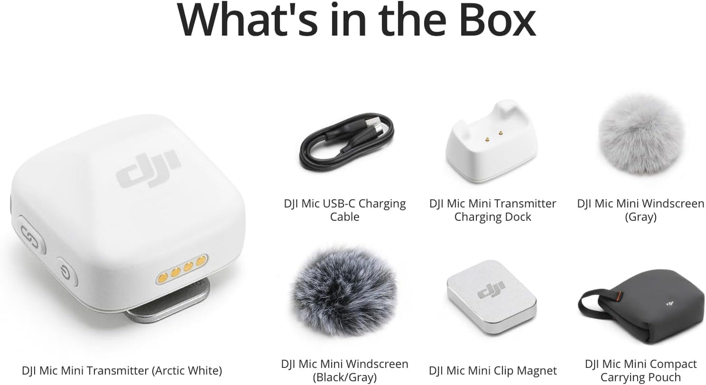 DJI 6941565991492 Mic Mini Transmitter - Arctic White, Wireless Microphone