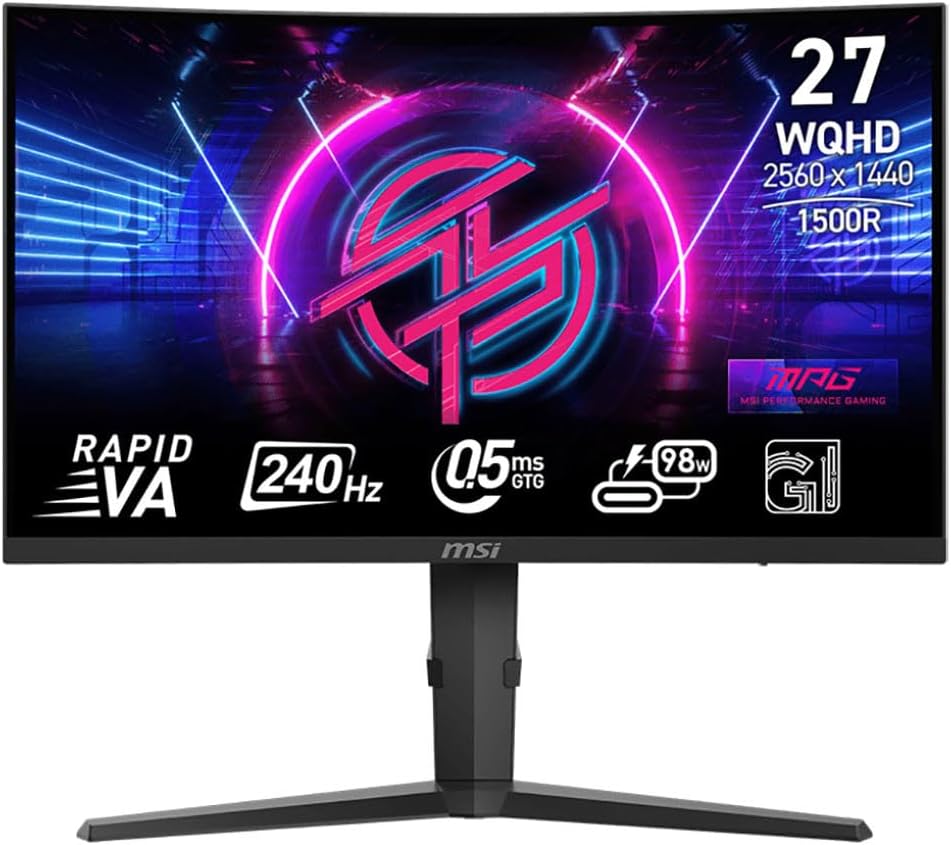 MSI MPG 275CQRXF 27" QHD 240Hz Curved Gaming Monitor
