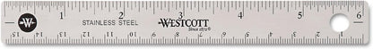 Westcott 10414 6-Inch Stainless Steel Ruler with Cork Base