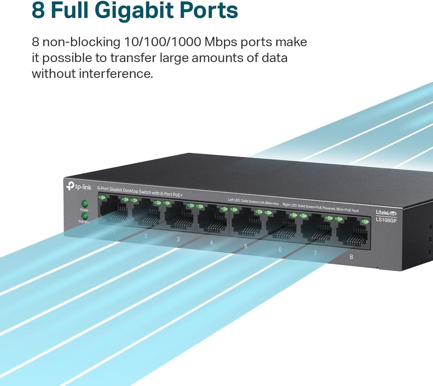 TP-Link LS108GP 8-Port Gigabit PoE+ Ethernet Switch