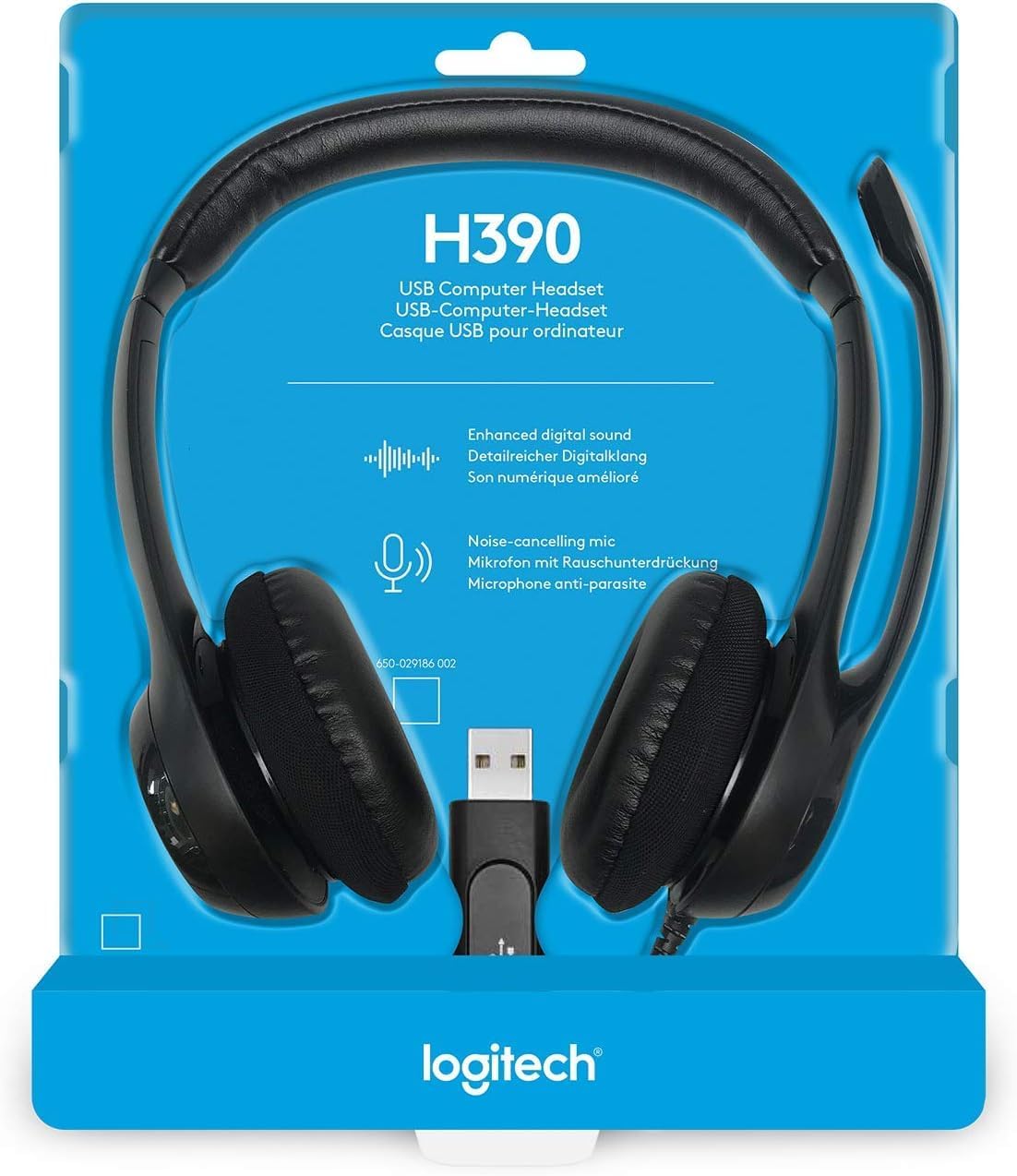 Logitech H390 USB Headset Wired Noise Cancelling Mic