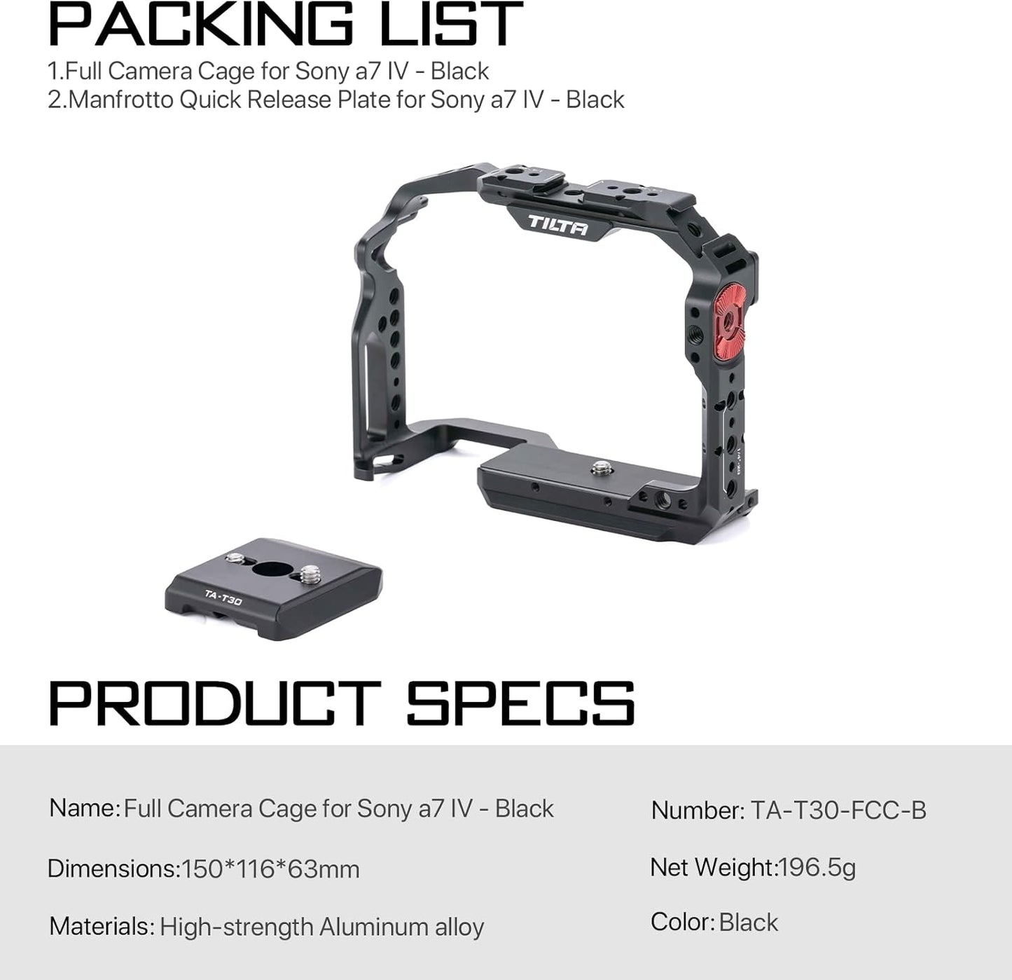 Tilta TA-T30-FCC-B Camera Cage for Sony a7 IV Pro Kit