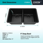 Lexicon LP5050K 32 Inch Quartz Double Bowl Kitchen Sink