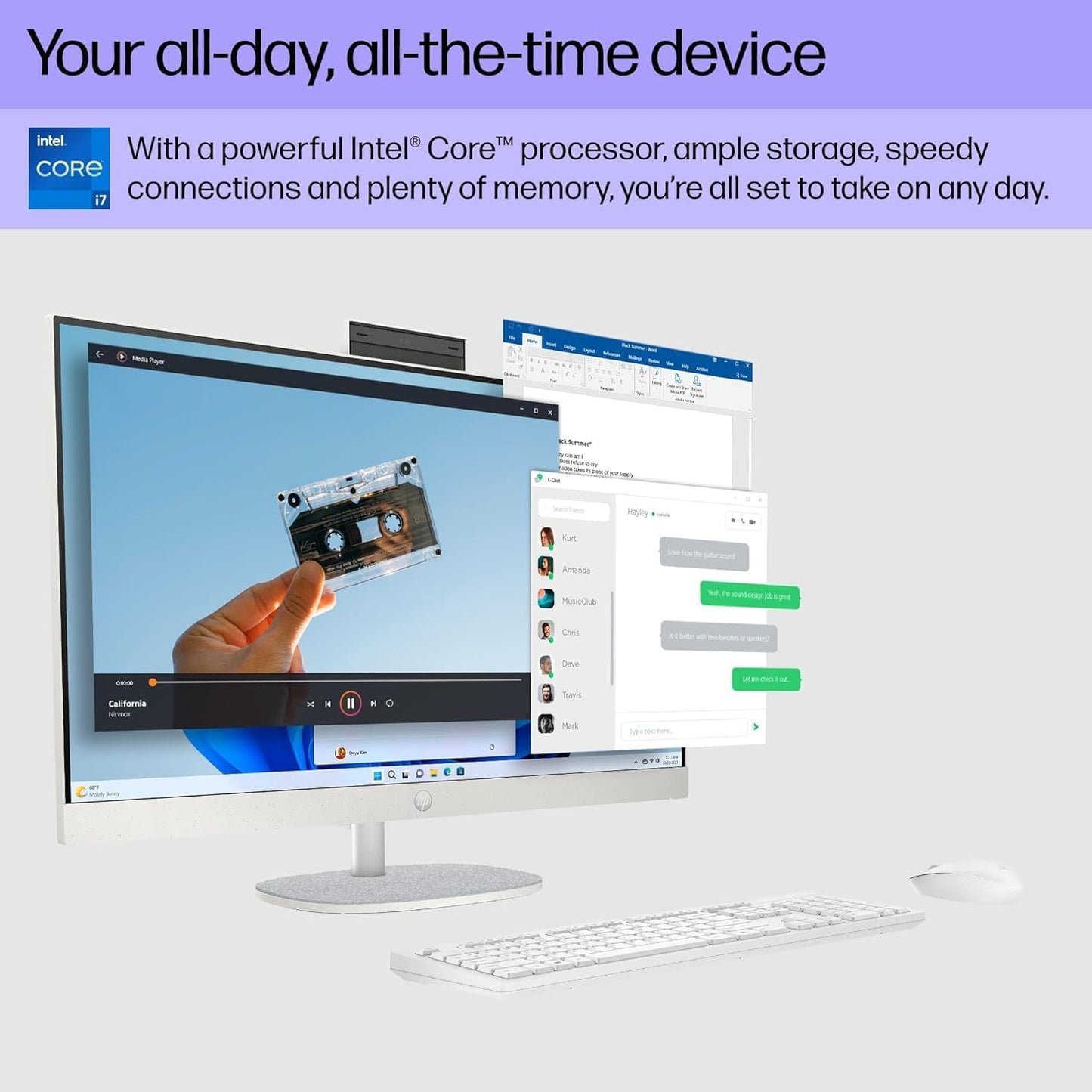 HP 27-cr0082 i7 All-in-One Desktop with MS Office