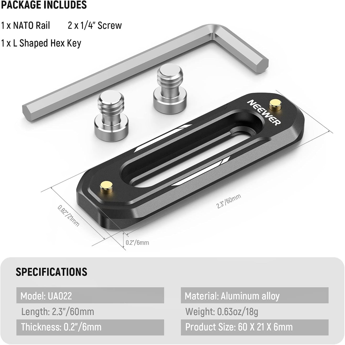 Neewer UA022 60mm Mini NATO Rail Quick Release