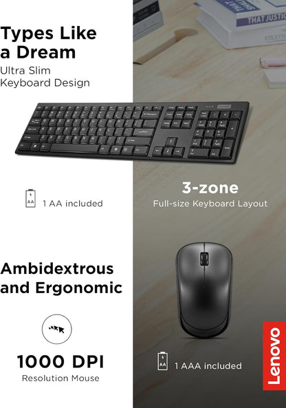 Lenovo GX31K80998 Wireless Keyboard and Mouse Combo Quiet