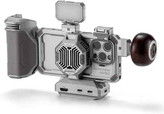 Tilta Tilta Khronos Ultimate Kit Compatible with iPhone 15 Pro - Titanium White - Phone Case, LED Light, Hub, Handles, Cooling Fan, ND Filter + More