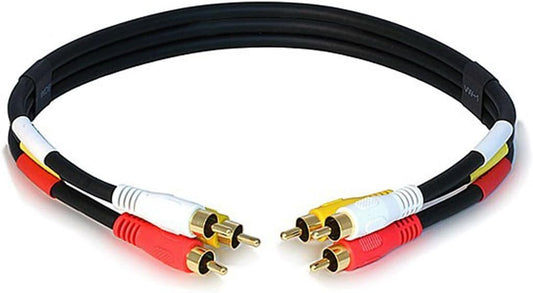 Monoprice 106026 1.5ft RCA Stereo Video Dubbing Cable (2-Pack)