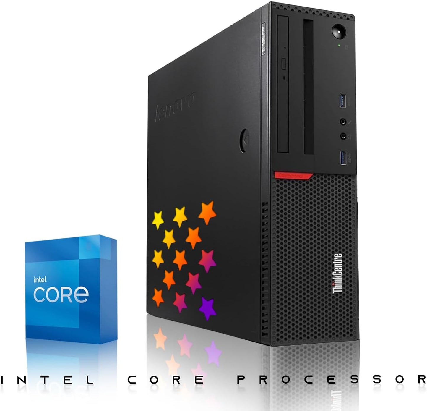 Lenovo ThinkCentre i7 Gaming PC Bundle 24" Monitor RX 550 Renewed