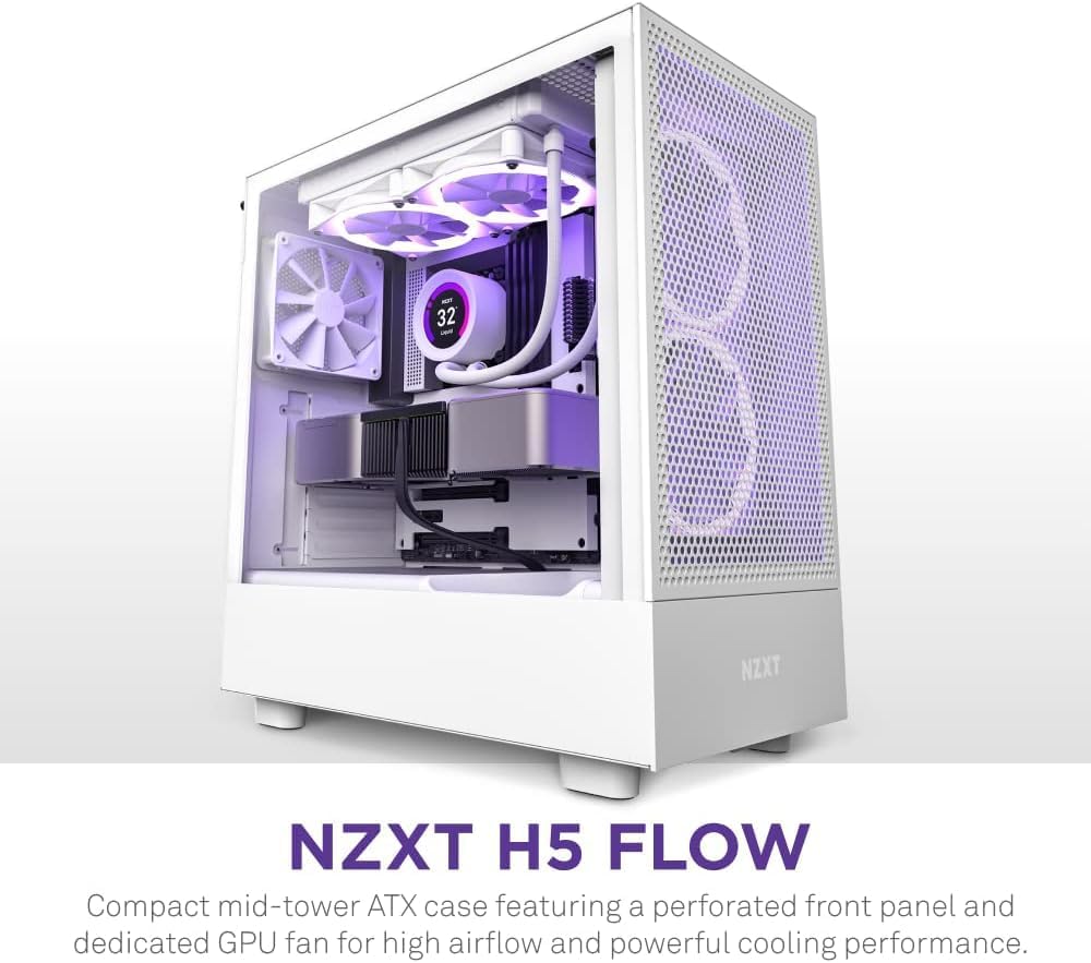 NZXT CC-H51FW-01 H5 Flow White ATX Mid-Tower Gaming Case