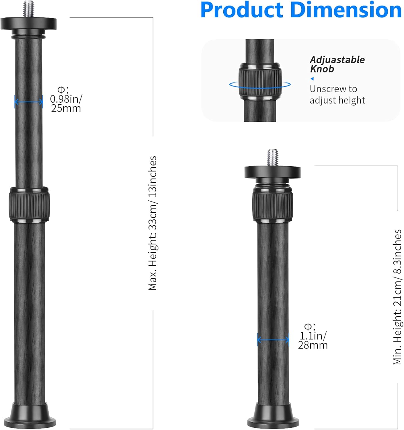 Neewer 10098021 Carbon Fiber Tripod Extension Tube