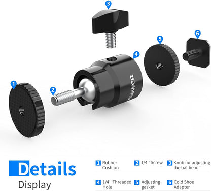 Neewer ST17 Mini Ball Head Cold Shoe Mount 2-Pack