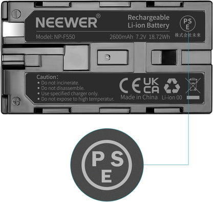 Neewer NP-F550 Replacement Battery 2-Pack 2600mAh Sony HandyCams