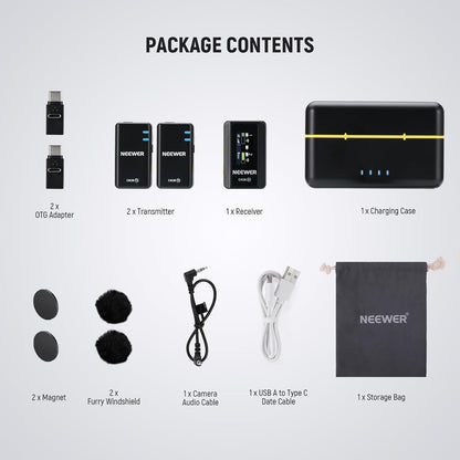 Neewer 21000052 CM28 Wireless Lavalier Microphone with Charging Case