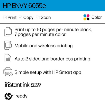 HP ENVY 6055e Renewed Wireless All-in-One Printer HP+