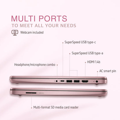 HP Stream 14" HD Laptop Celeron 16GB RAM 64GB eMMC Pink