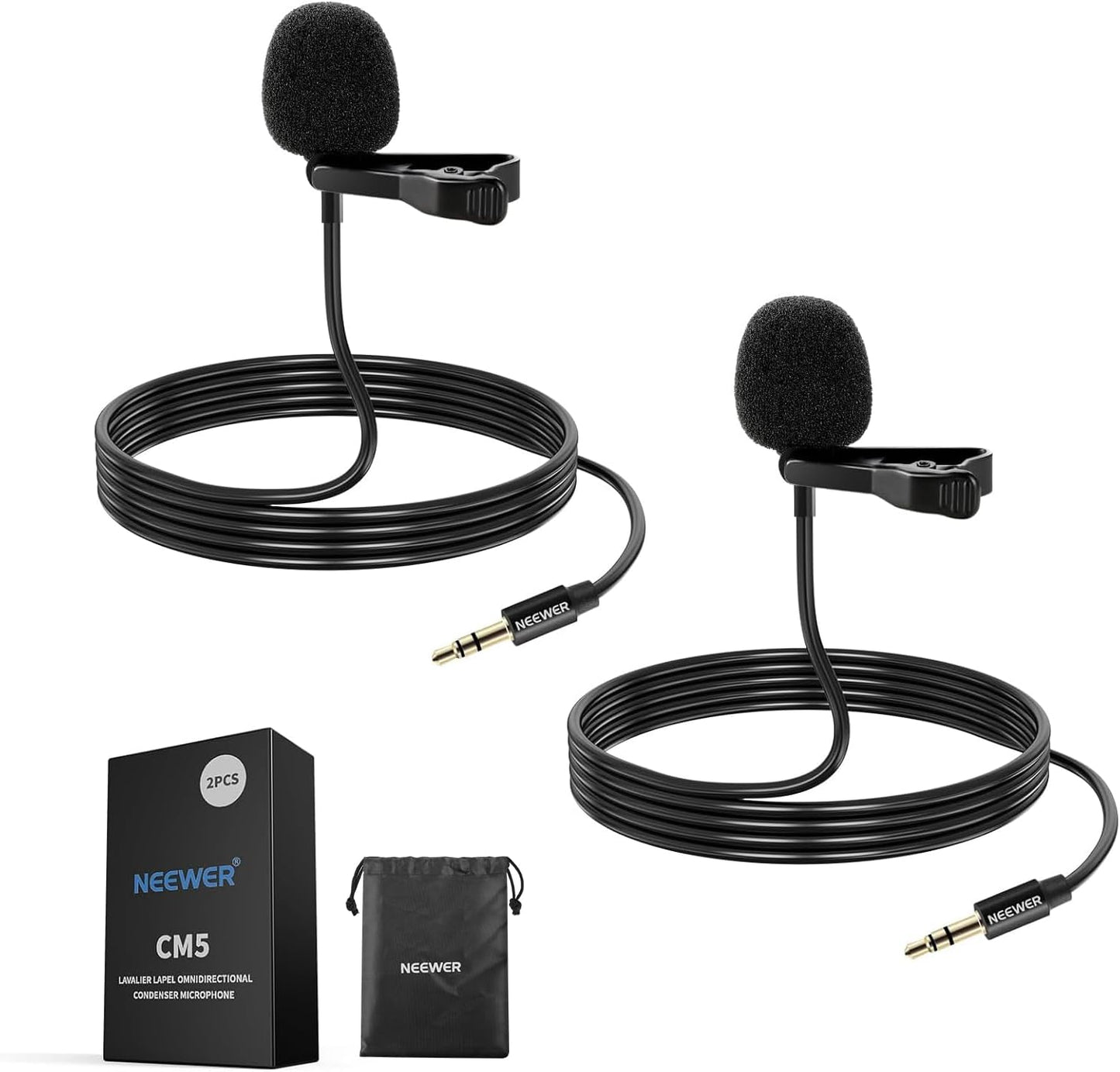 Neewer CM5 Lavalier Lapel Microphone 2-Pack