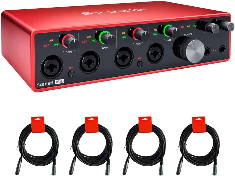 Focusrite Scarlett 18i8 3rd Gen Audio Interface - XLR Cable Bundle