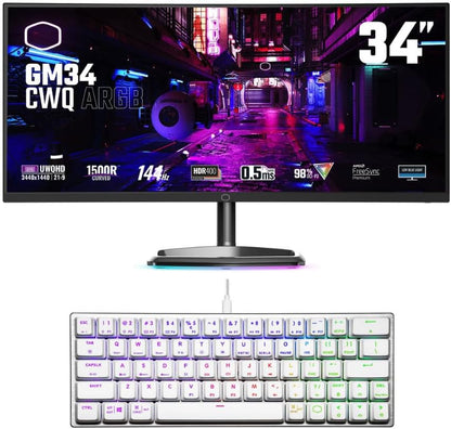 Cooler Master 34-Inch 1500R Curved Monitor + SK620 Keyboard Bundle