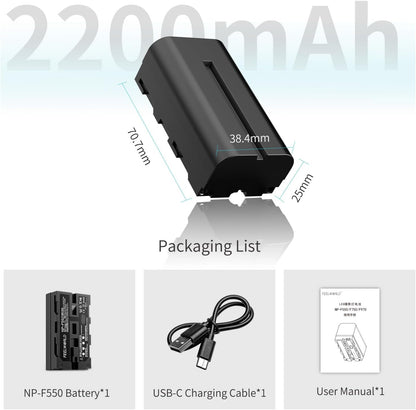 FEELWORLD AA-ANP55-LY-US NP-F550 Replacement Battery - 2200mAh, USB-C