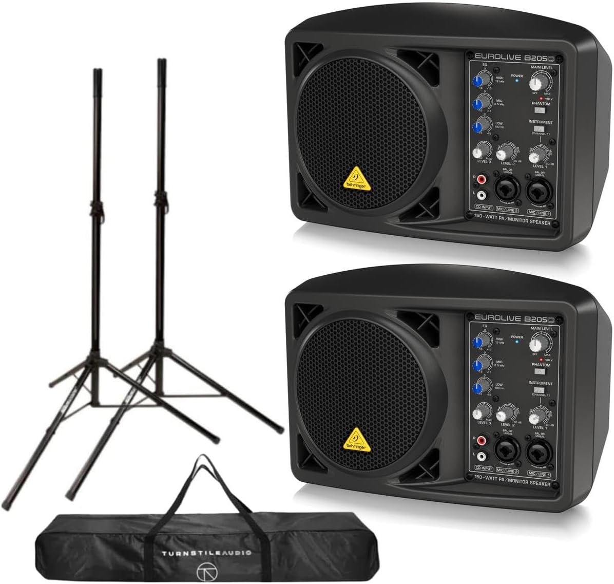 Behringer Eurolive B205D 150W PA Monitor Speaker Bundle