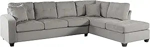 Lexicon Lewis 2-Piece Velvet Tufted Sectional Sofa - Taupe