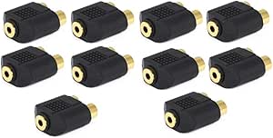 Monoprice CNE597263 3.5mm Mono to 2 RCA Splitter Adapter 10-Pack