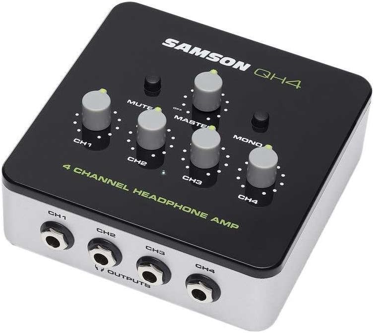 Samson 8541767590 QH4 4-Channel Headphone Amplifier Bundle