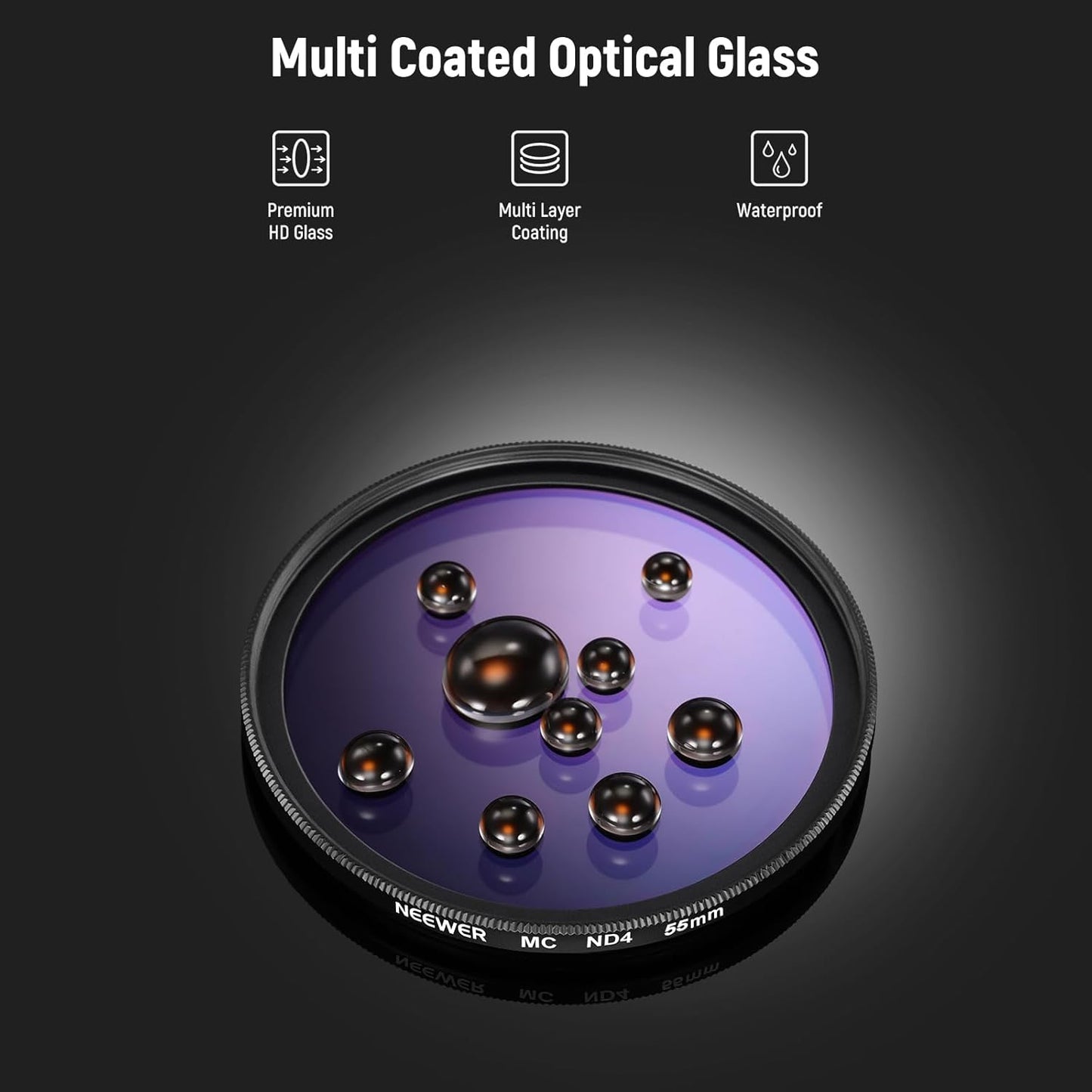 Neewer 10103738 55mm UV CPL ND4 Filter Kit